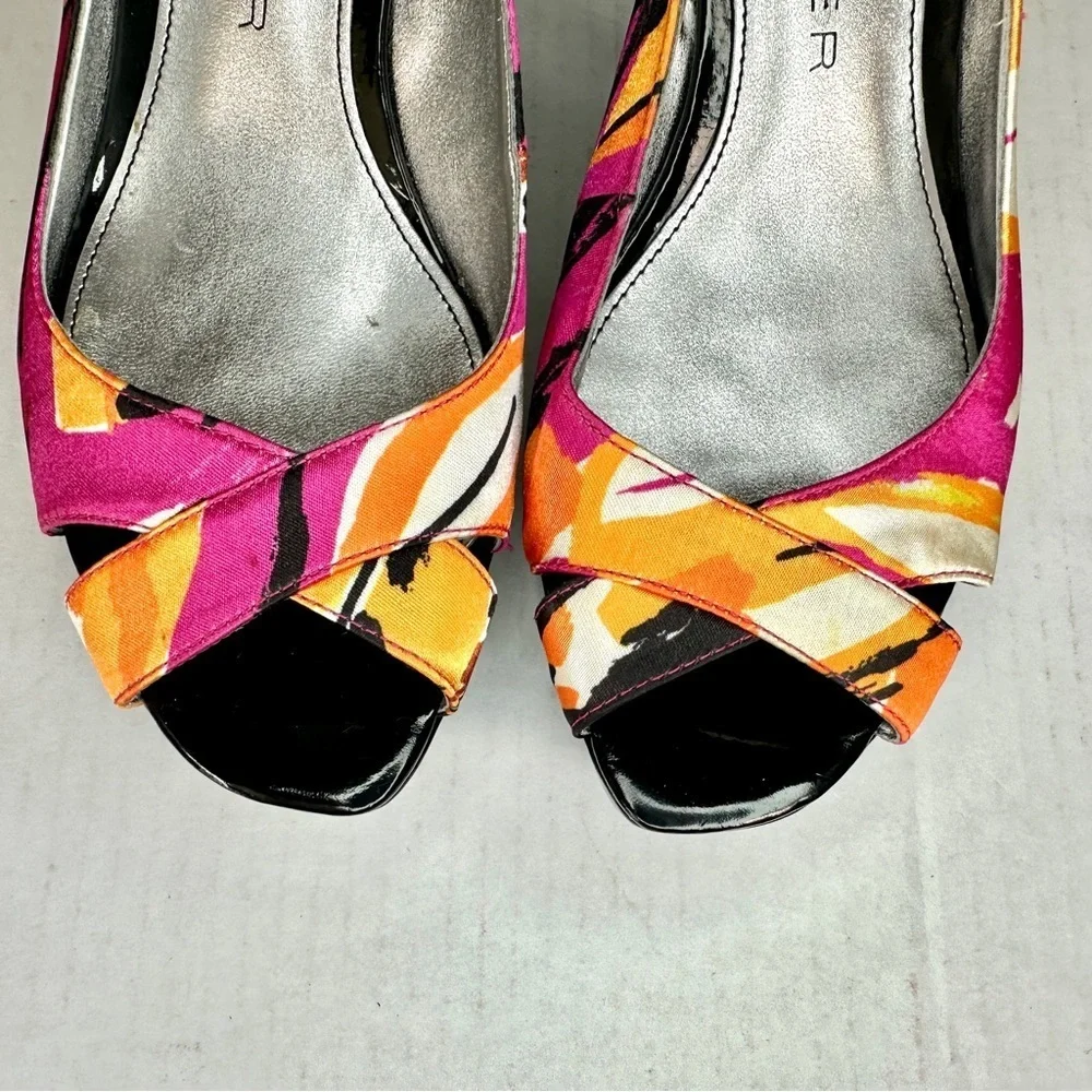Marc Fisher Multicolor Peep Toe Wedge Sandal Size 7